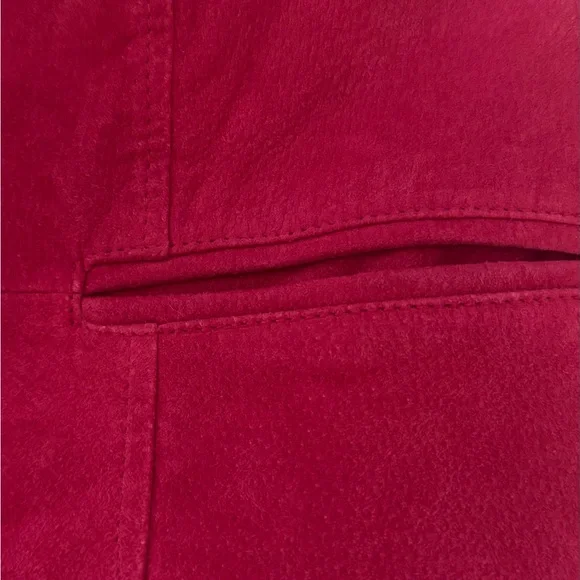 D&Co Genuine Leather Suede Jacket Fuchsia Pink Women’s Sz M Washable Chic - Picture 6 of 9